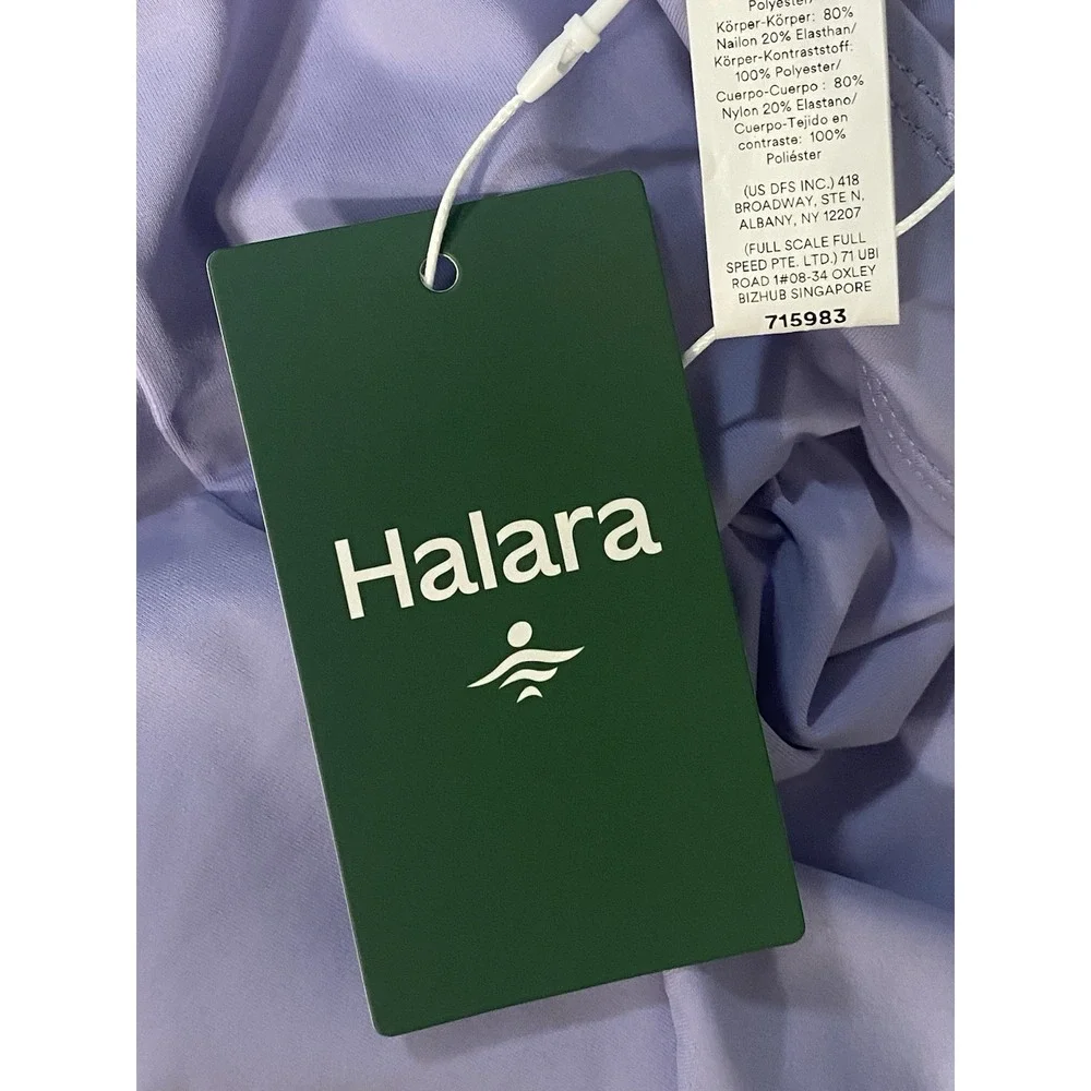 NWT Halara V Neck Ruched Asymmetric Tie 2-in-1 Tummy Control 1PC Swimsuit Large‎